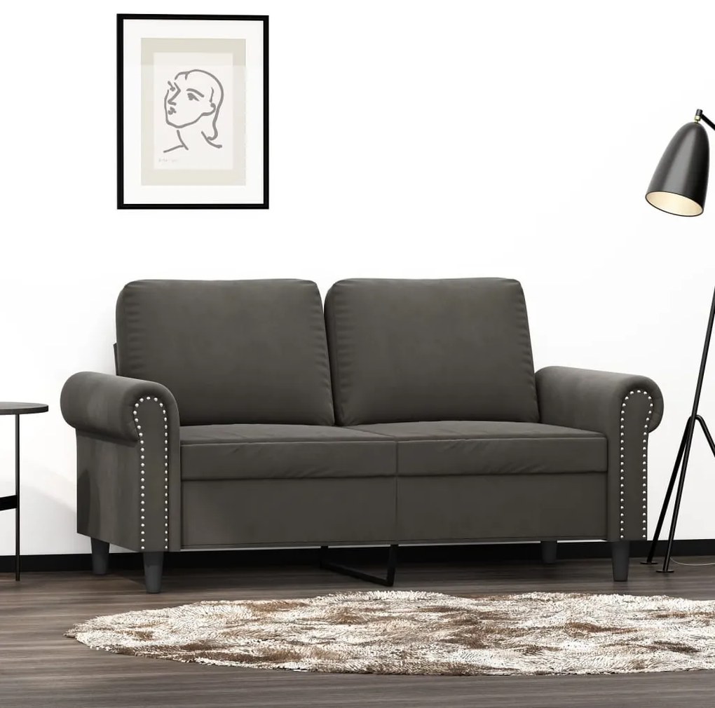 vidaXL Sofá de 2 lugares 120 cm veludo cinza-escuro