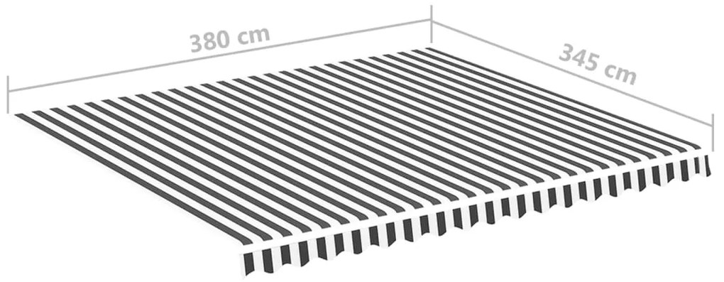 Tecido de substituição para toldo 4x3,5 m antracite e branco