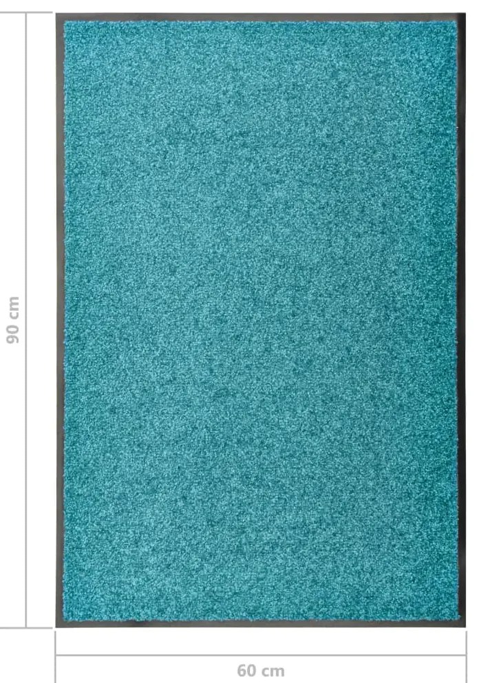 Tapete de porta lavável 60x90 cm azul ciano