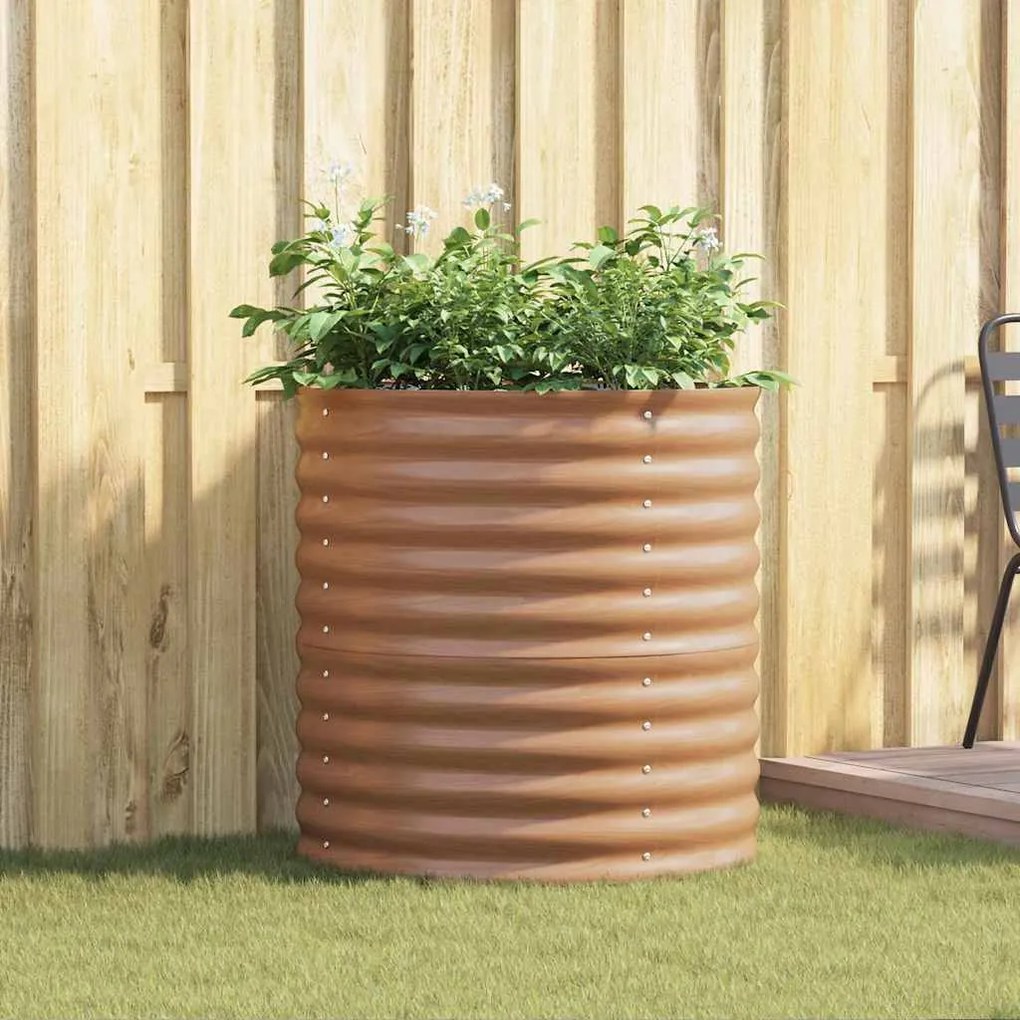 Cama Elevada de Jardim Marrom com Aparência de Madeira 80x80x81 cm Aço