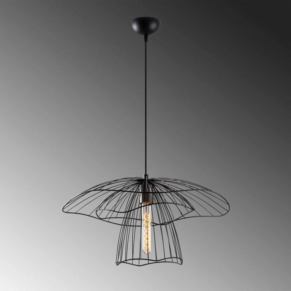 Candeeiro Chandelier Tel – Preto – 50 cm de Diâmetro, Altura Ajustável