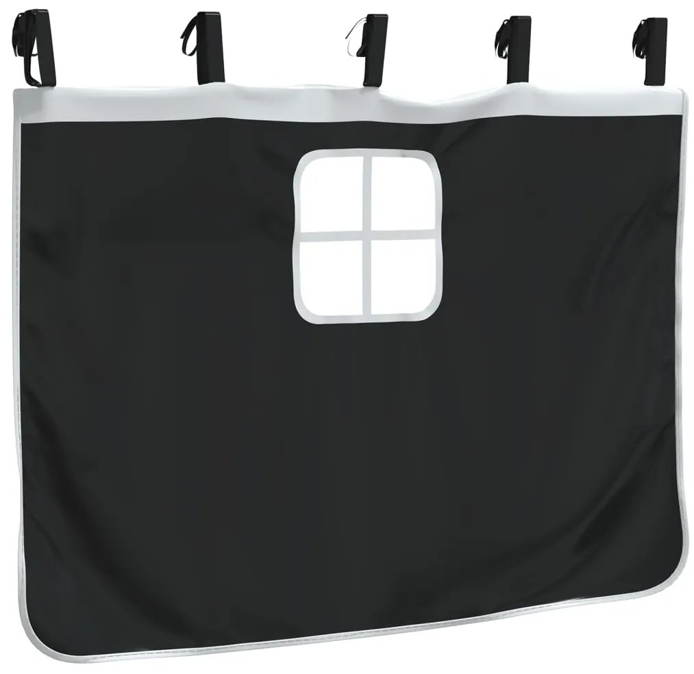Cortinas para cama elevada com túnel e torre branco e preto