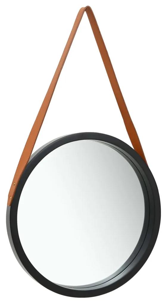 320367 vidaXL Espelho de parede com alça 50 cm preto