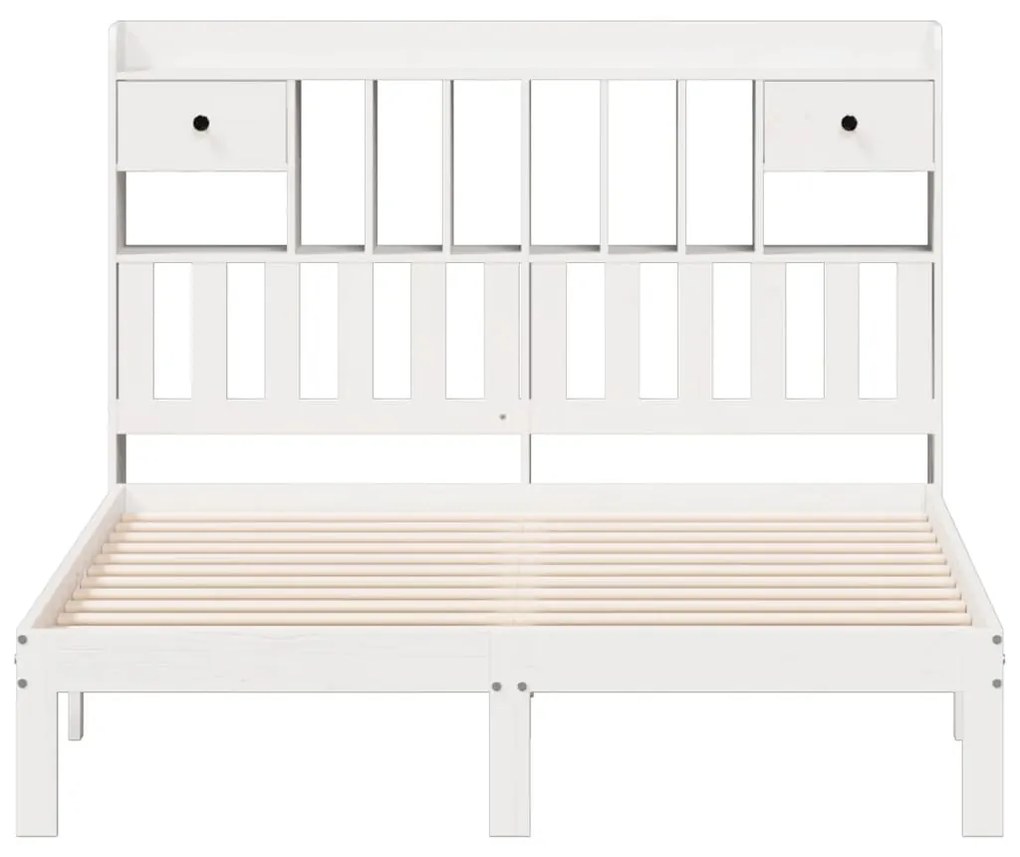 Cama com estante sem colchão 120x200 cm pinho maciço branco