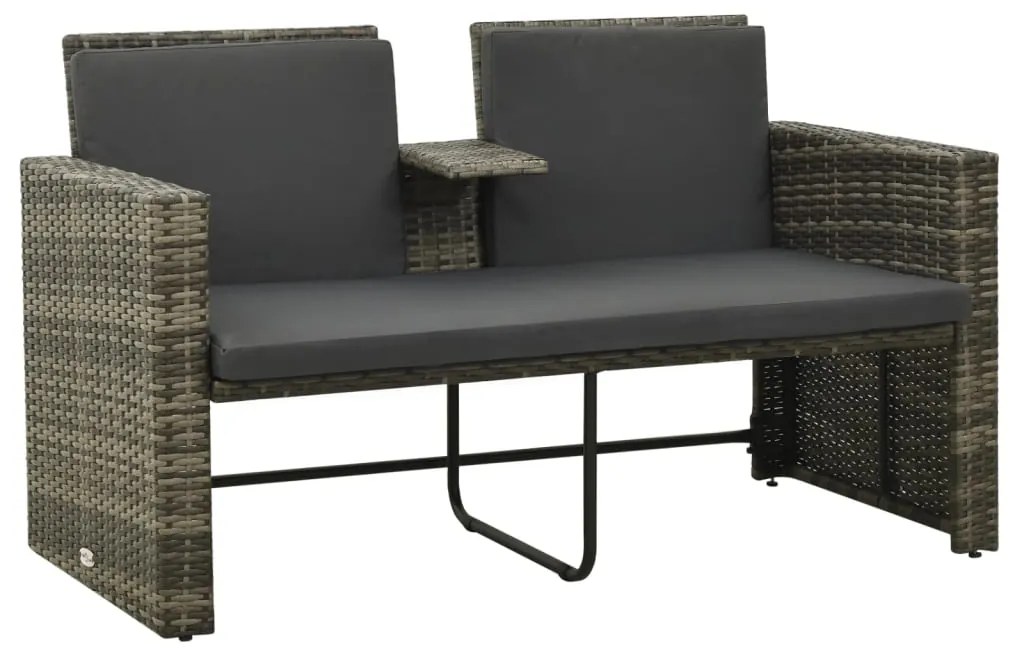 3 pcs conjunto lounge de jardim c/ almofadões vime PE cinzento