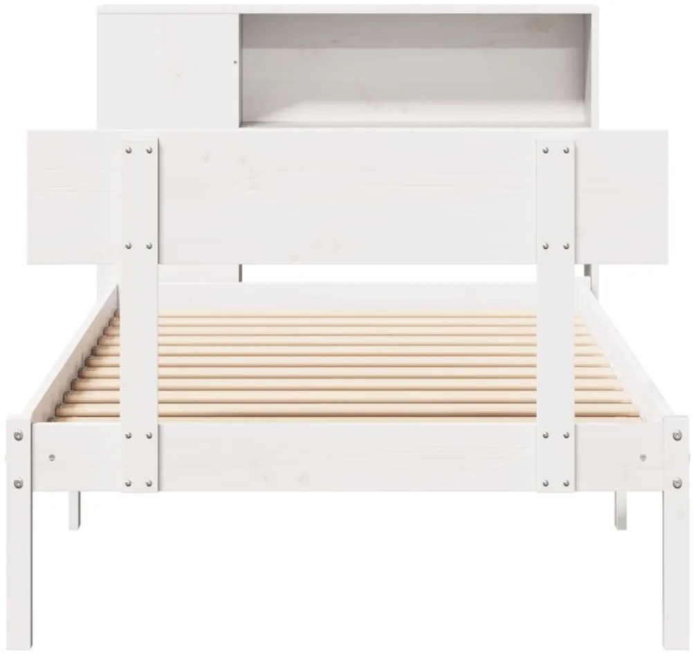 Cama com estante sem colchão 90x190 cm pinho maciço branco