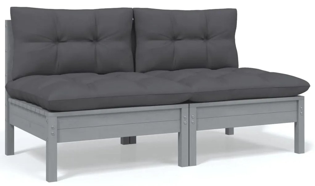 13 pcs conj. lounge de jardim com almofadões antracite pinho