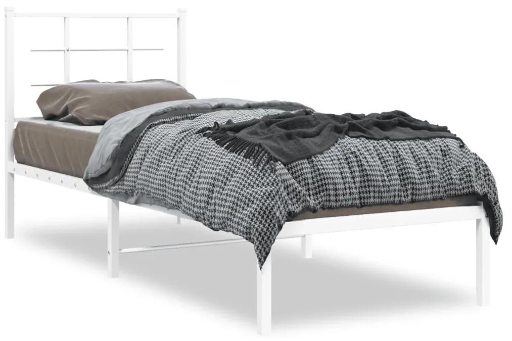 Estrutura de cama com cabeceira 80x200 cm metal branco