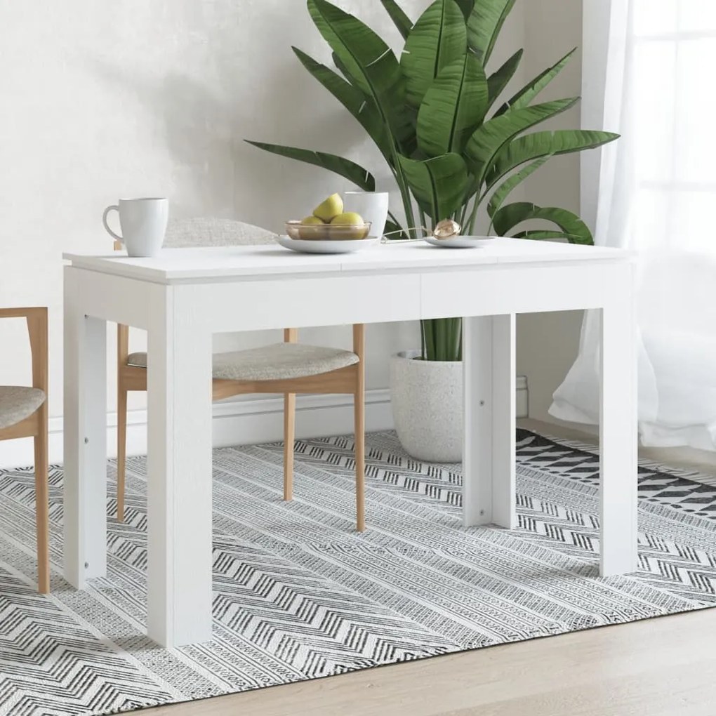 800756 vidaXL Mesa de jantar 120x60x76 cm contraplacado branco