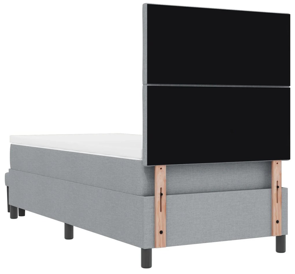 Cama Box com Colchão e Banco Cinza Claro 90x200 cm Tecido