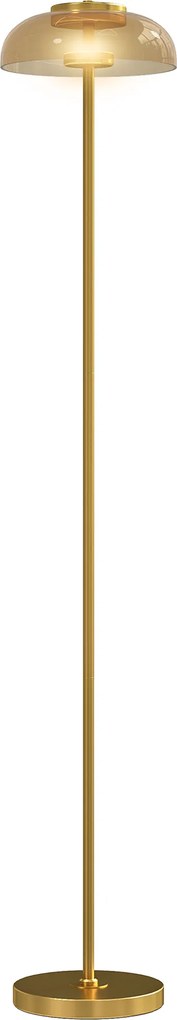 Candeeiro de pé para sala de estar Ø25x134 cm, candeeiro LED para sala de estar com luz quente de 3000 K e interruptor de pé, tom de latão