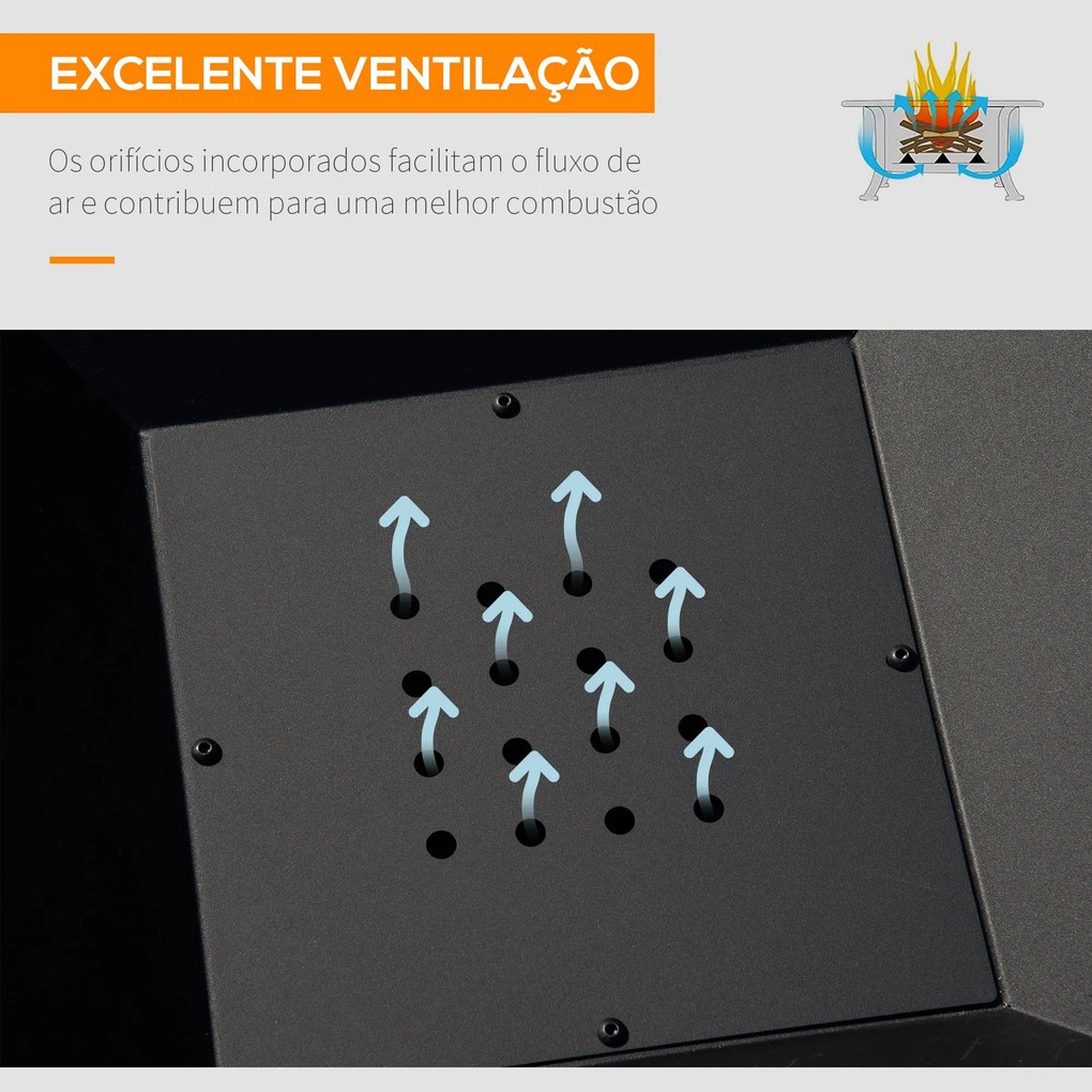 Outsunny Braseiro Exterior de Aço Braseiro para Jardim Multifuncional