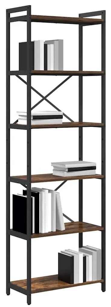 Estante Carvalho fumado 60 x 30 x 188 cm MDF e Aço