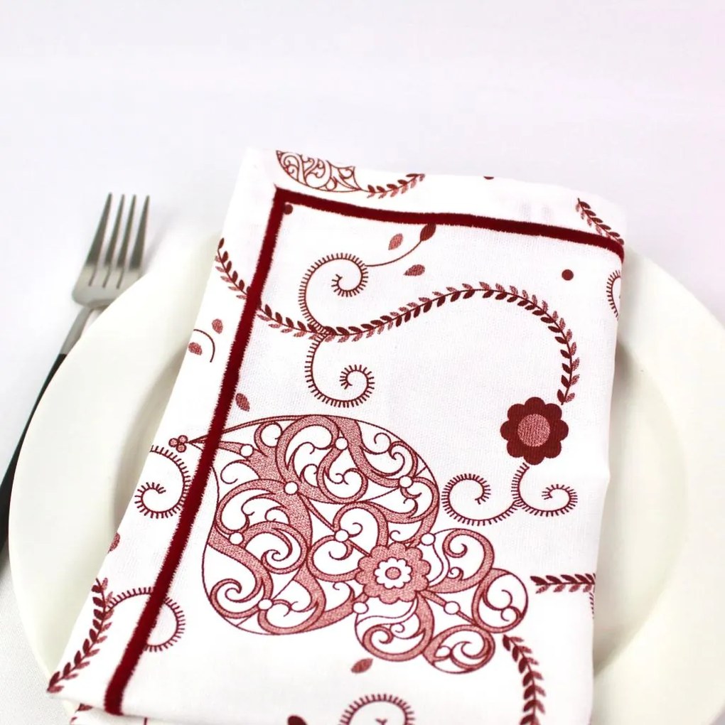 Individual Guardanapo e Caminho de Mesa Viana Red Rolinho