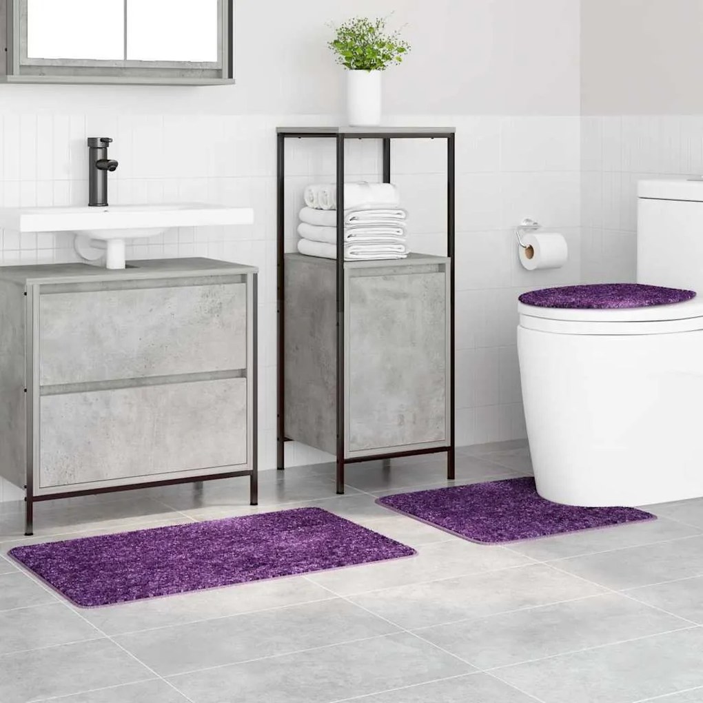 Conjunto de Tapetes de Banho em 3 Peças Roxo Polipropileno Antiderrapa