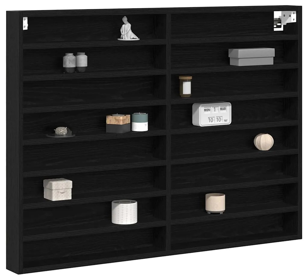 Gabinete Vitrine Preto Carvalho 100x8,5x75 cm Madeira engenheirada