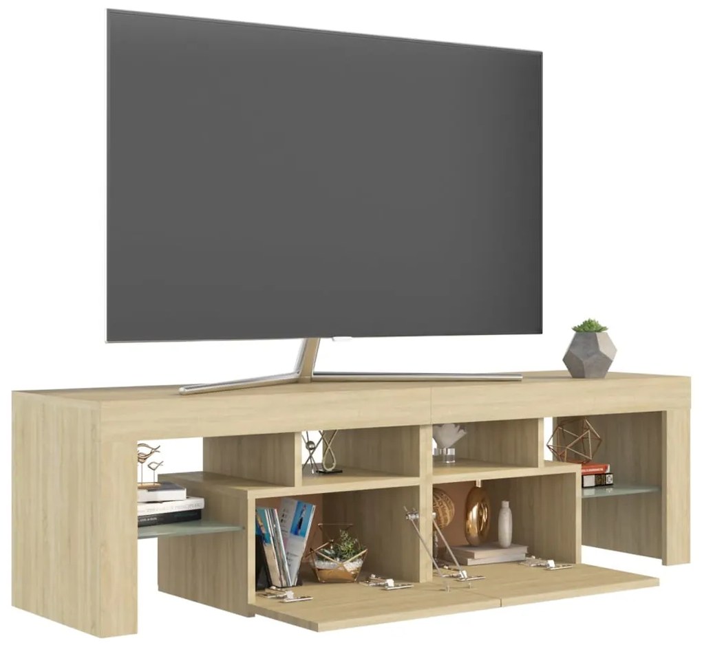 Móvel de TV com luzes LED 140x36,5x40 cm carvalho sonoma