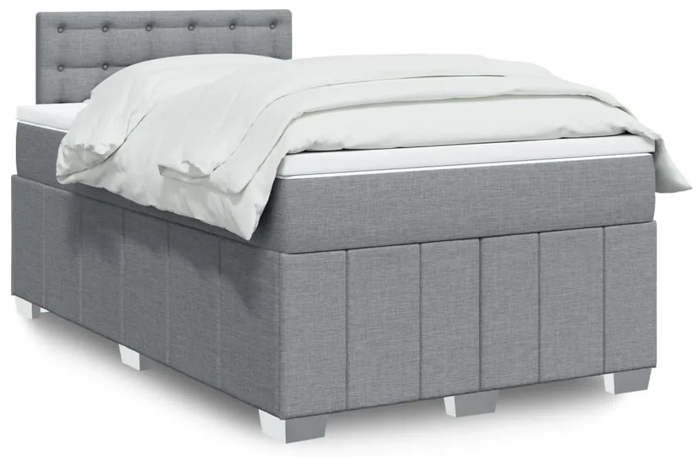 vidaXL Cama com molas/colchão 120x200 cm tecido cinza-claro