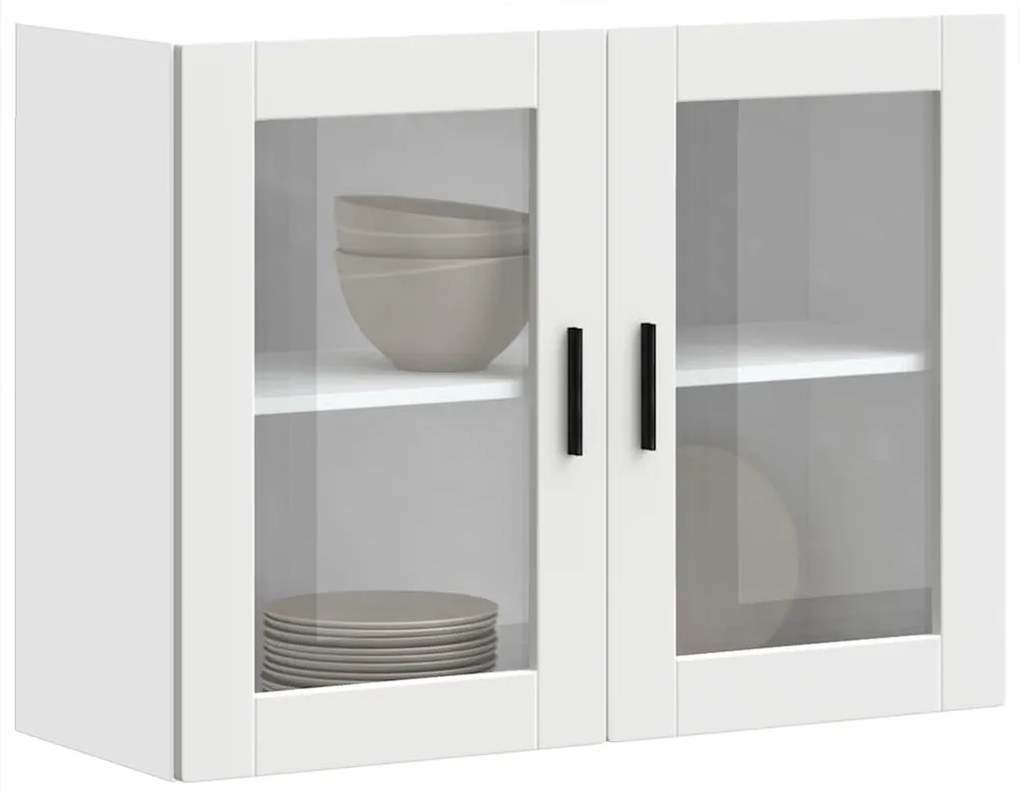 Armário de parede de cozinha com porta de vidro Porto branco