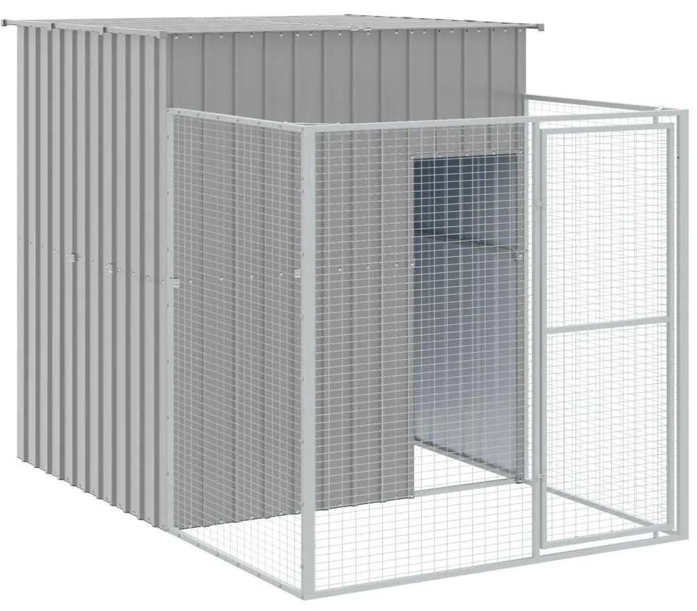 Casota cães c/ parque 165x659x181 cm aço galvaniz. cinza-claro