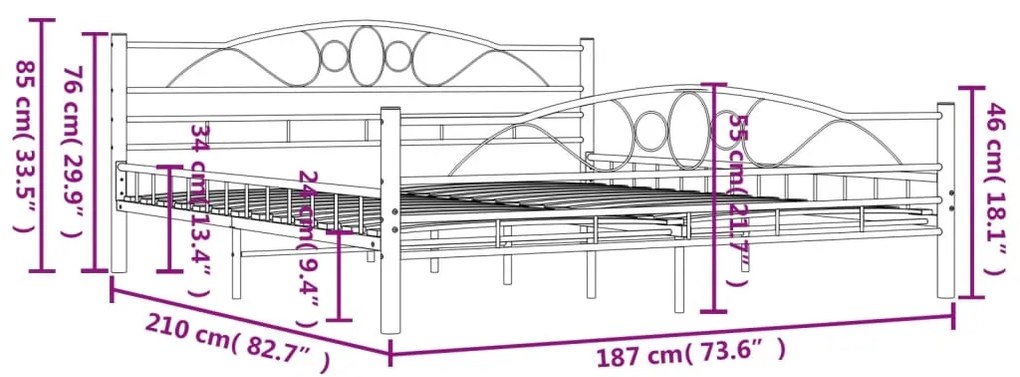 Estrutura de cama em aço 180x200 cm preto