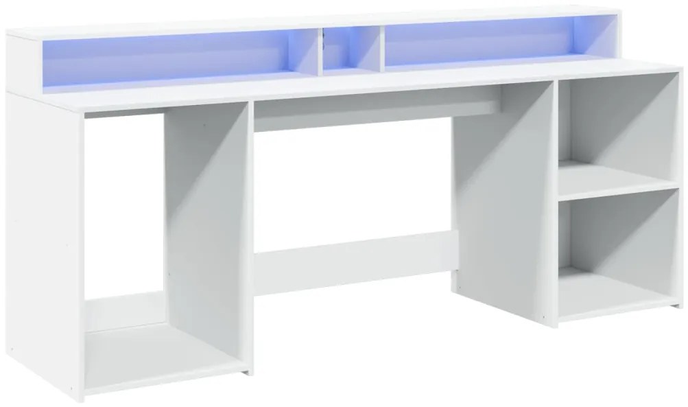 Secretária c/ luzes LED 160x55x91cm derivados de madeira branco