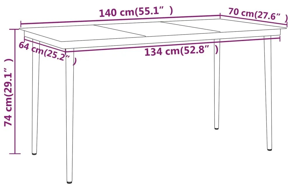 5 pcs Conjunto de jantar para jardim preto