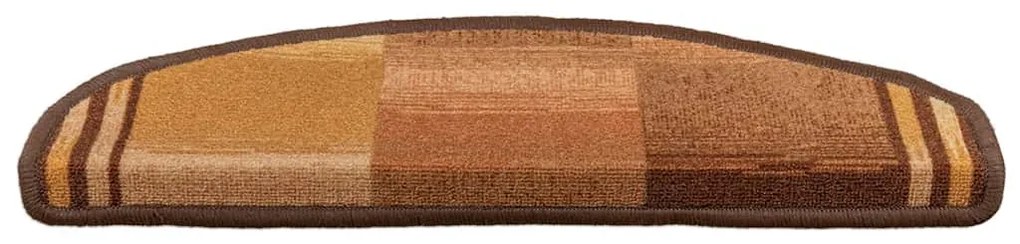Tapetes de escada adesivos 15 pcs 65x21x4 cm castanho
