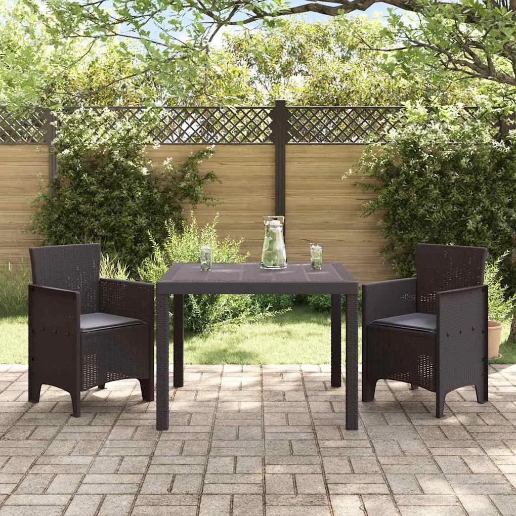 vidaXL Conjunto de Jantar de Jardim 3 pcs Castanho 100 x 100 x 73 cm