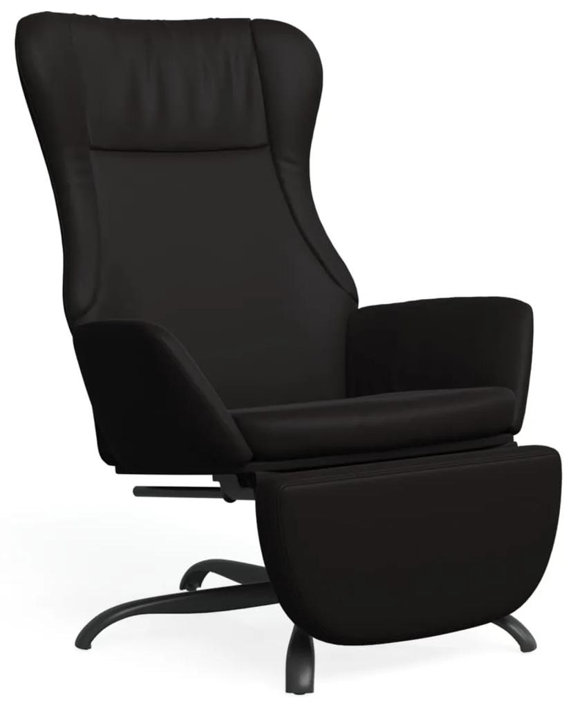 Cadeira de descanso com apoio couro artificial preto brilhante