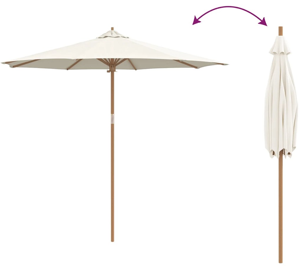 Parasol de Jardim Creme Branco 270x260 cm Bambu