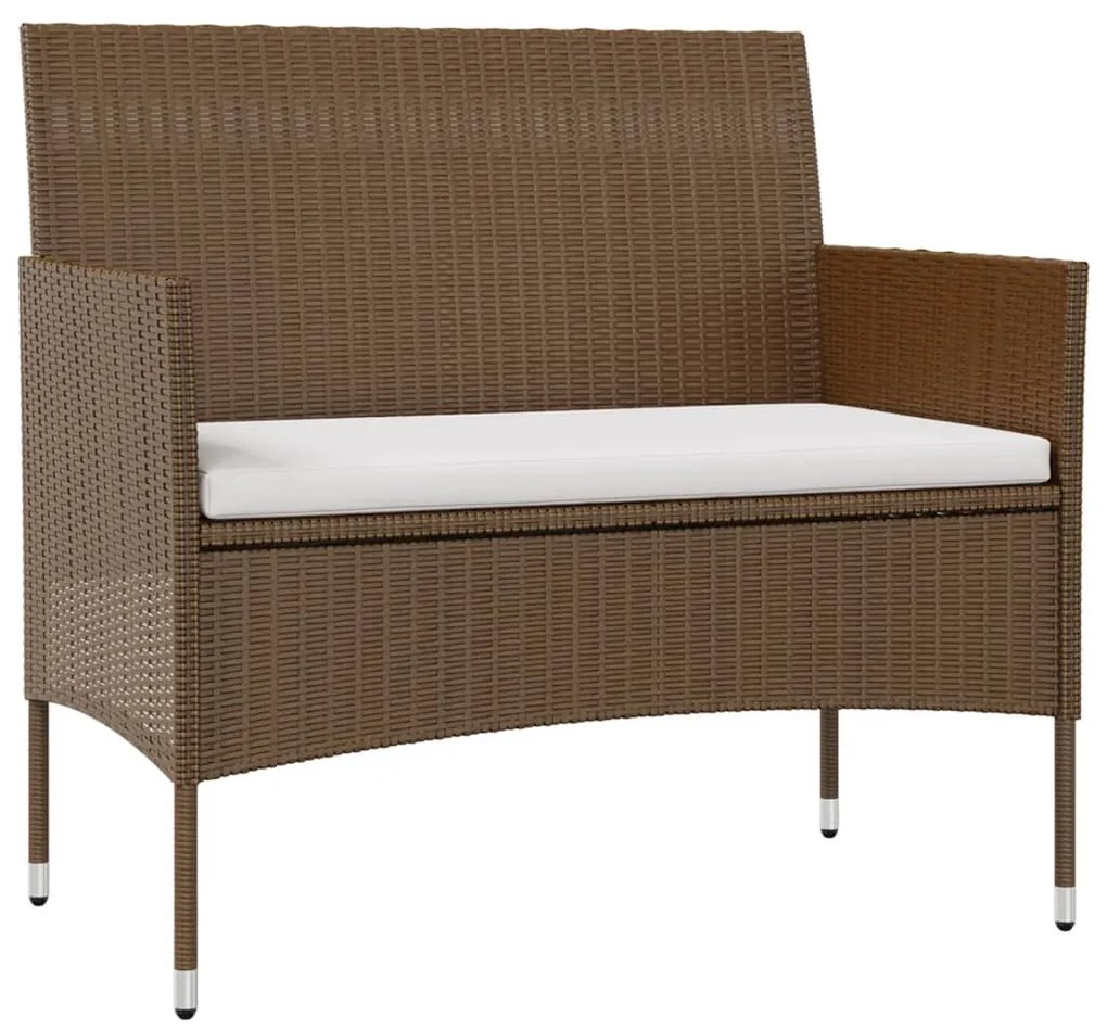 8 pcs conjunto lounge jardim c/ almofadões vime PE castanho