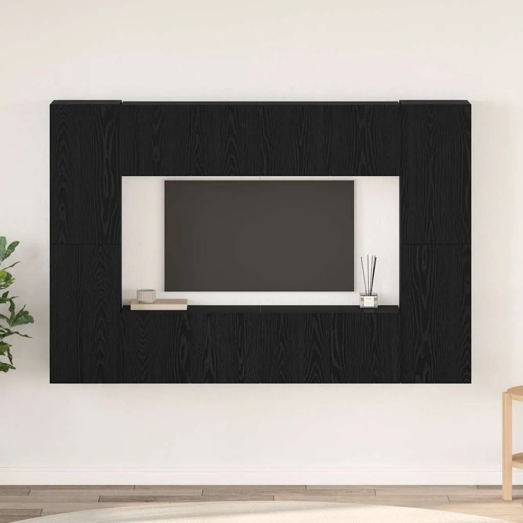 vidaXL Conjunto de móvel de TV 8 pcs Carvalho Preto 181 x 30 x 120 cm