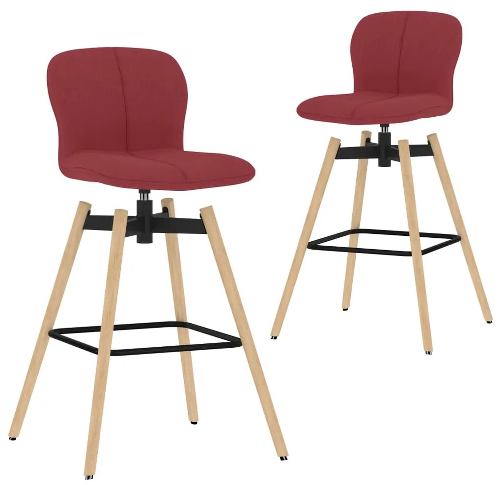 vidaXL Cadeiras de bar giratórias 2 pcs tecido cor vinho