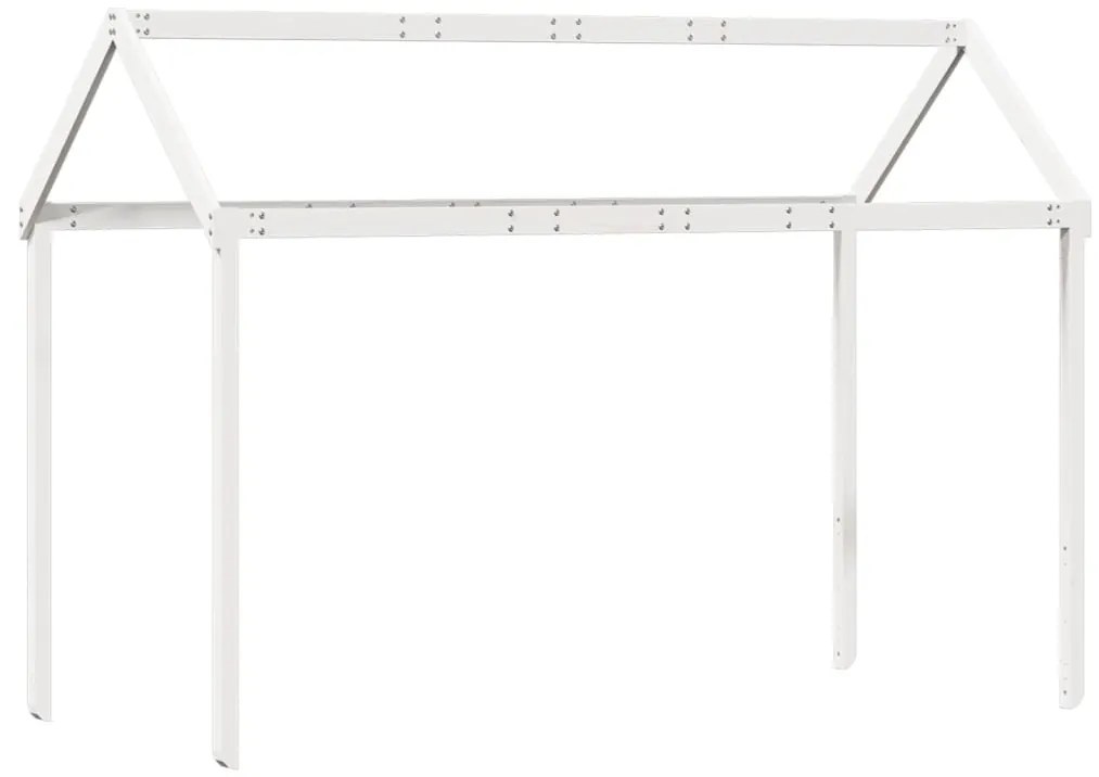 Cama alta c/ escada e telhado 80x200 cm pinho maciço branco