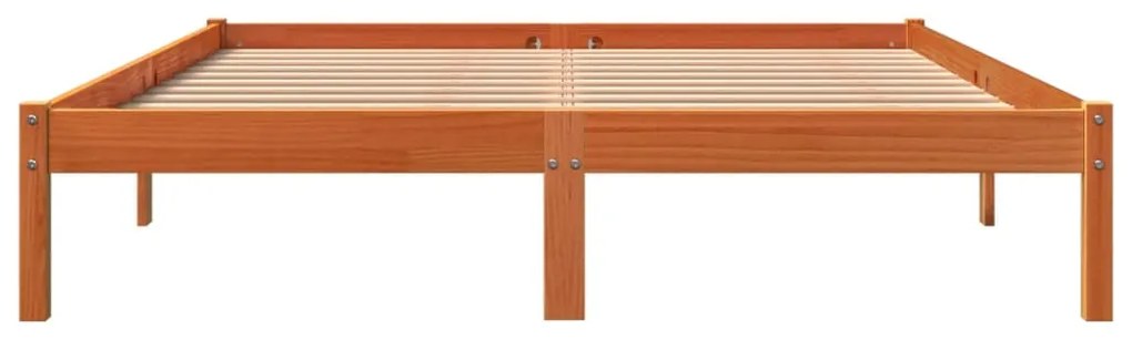 Cama sem colchão 150x200 cm madeira pinho maciça castanho-mel