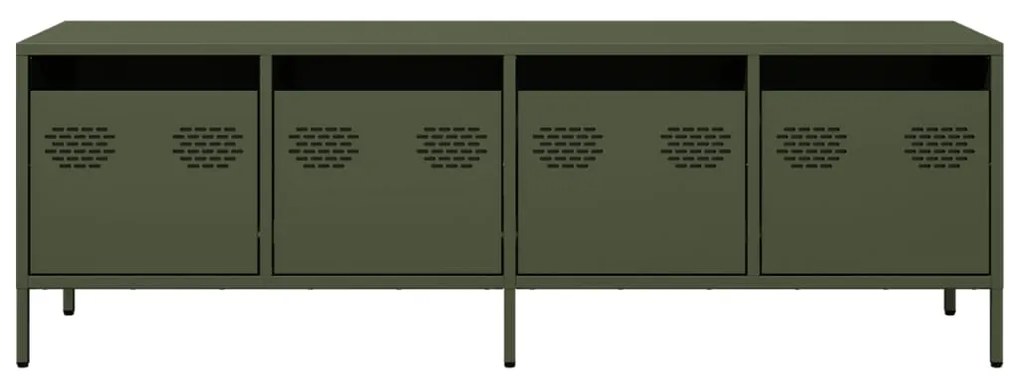 Móvel de TV 135x39x43,5 cm aço laminado a frio verde-azeitona