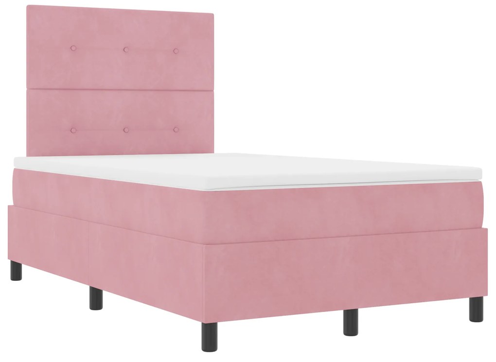 Cama Box Spring com Colchão Rosa 120x200 cm Veludo