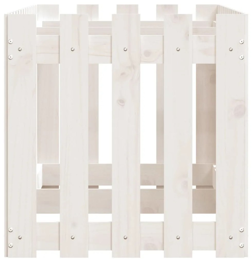 Canteiro elevado c/design cerca 150x50x50 pinho maciço branco