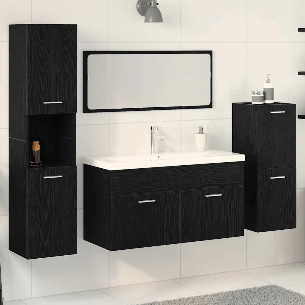 vidaXL Conjunto de Móveis para Banheiro 4 pcs Preto 80 x 38.5 x 45 cm