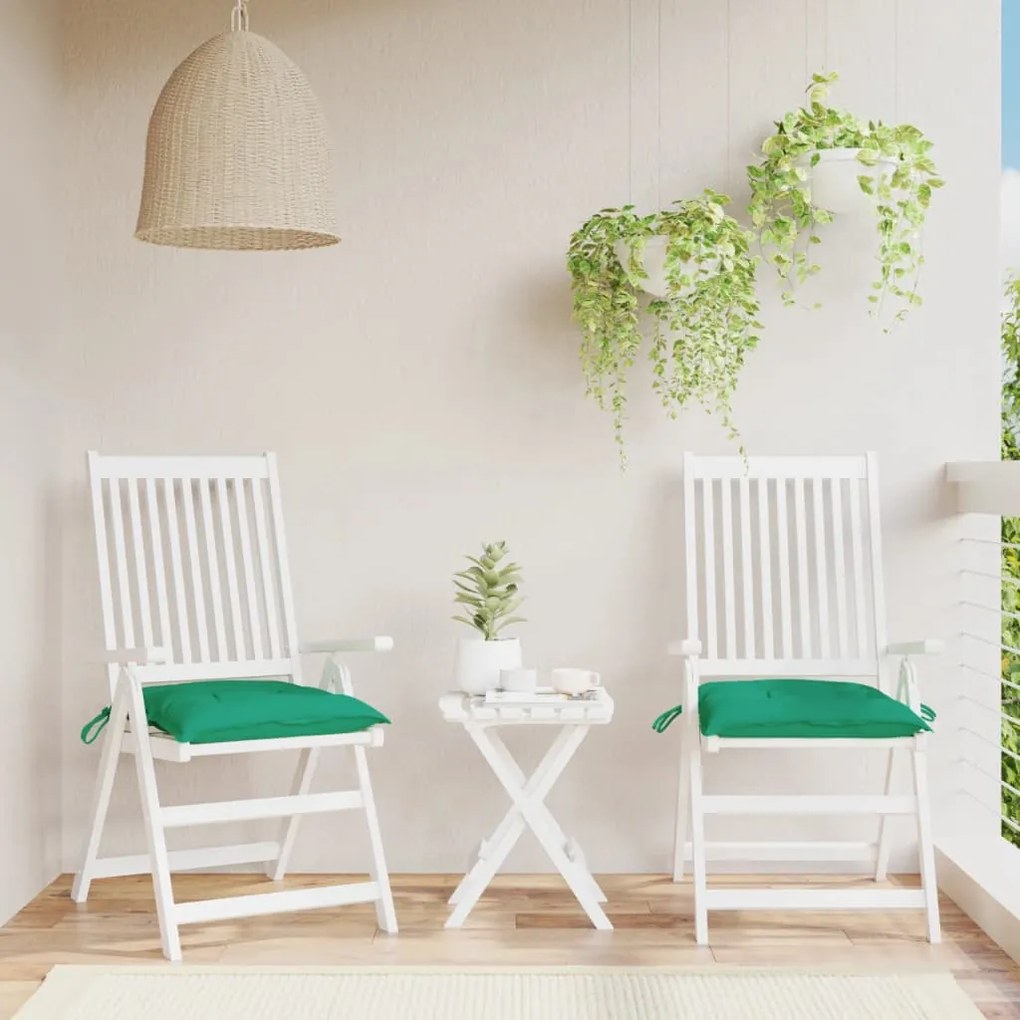 vidaXL Almofadões de cadeira 2 pcs 50x50x7 cm tecido oxford verde
