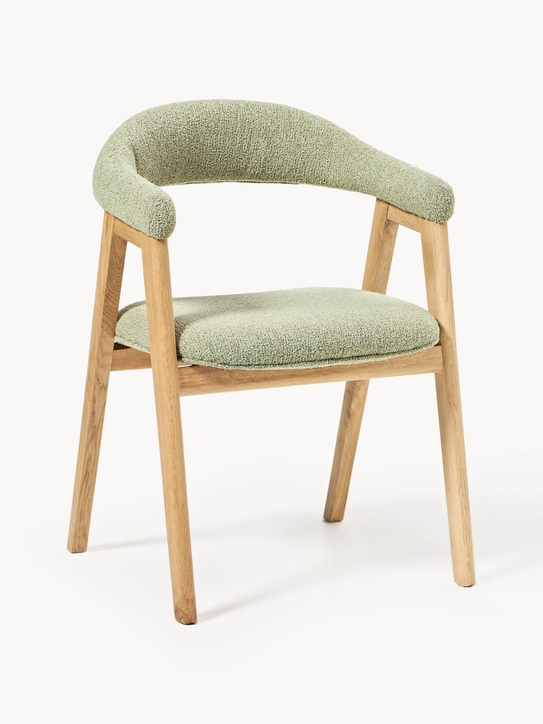 Cadeira estofada em bouclé com apoio de braços Nik