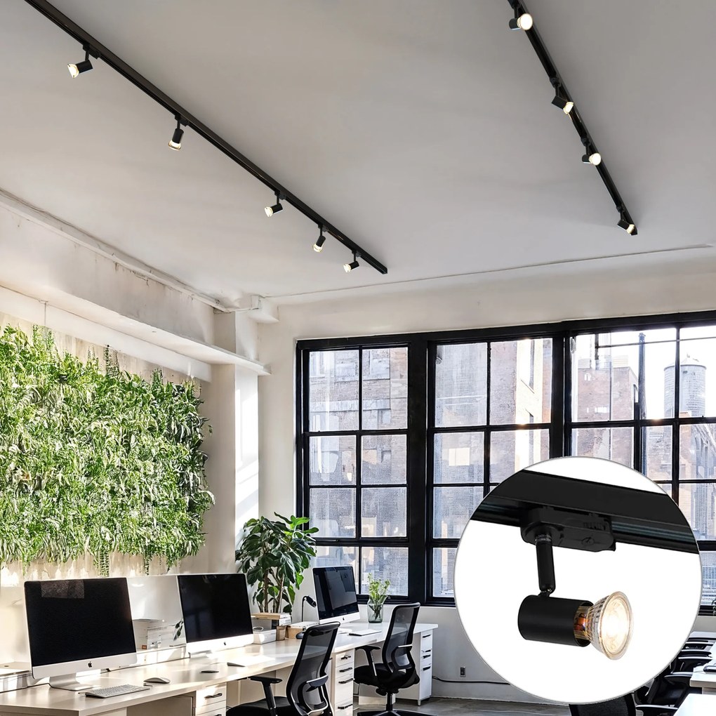 Sistema ferroviário moderno preto 5 luzes trifásico esquerdo - Jeany