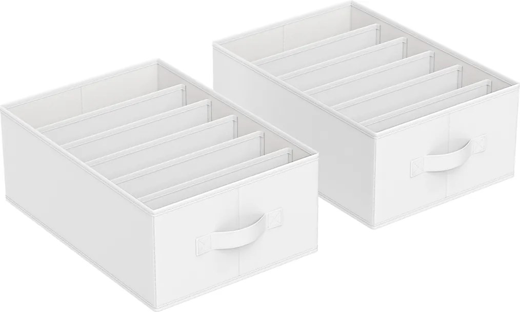 Conjunto de 2 Organizadores para armário com 6 compartimentos dobrável 42 x 30 x 17 cm brancos