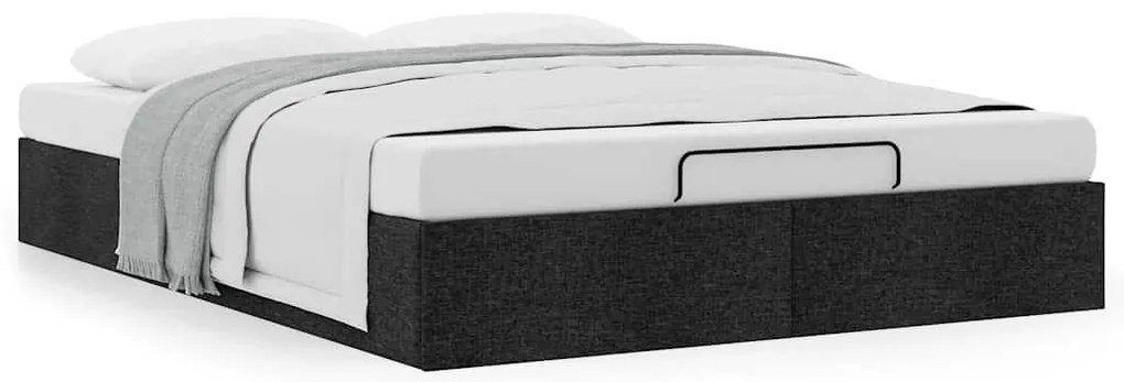Estrutura de cama otomana sem colchão 140x200 cm tecido preto