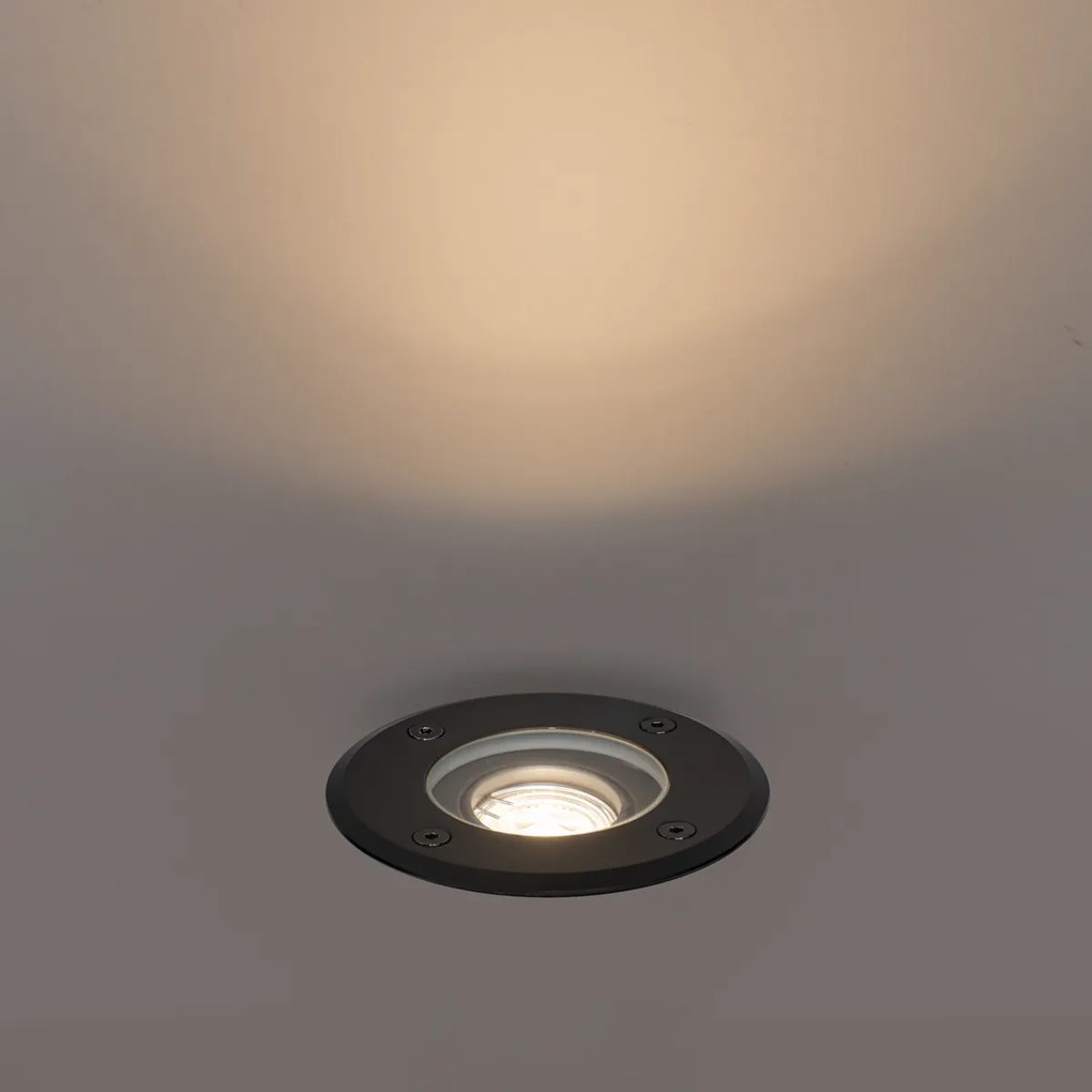 Foco de chão exterior moderno preto 35 mm ajustável IP65 - Delux