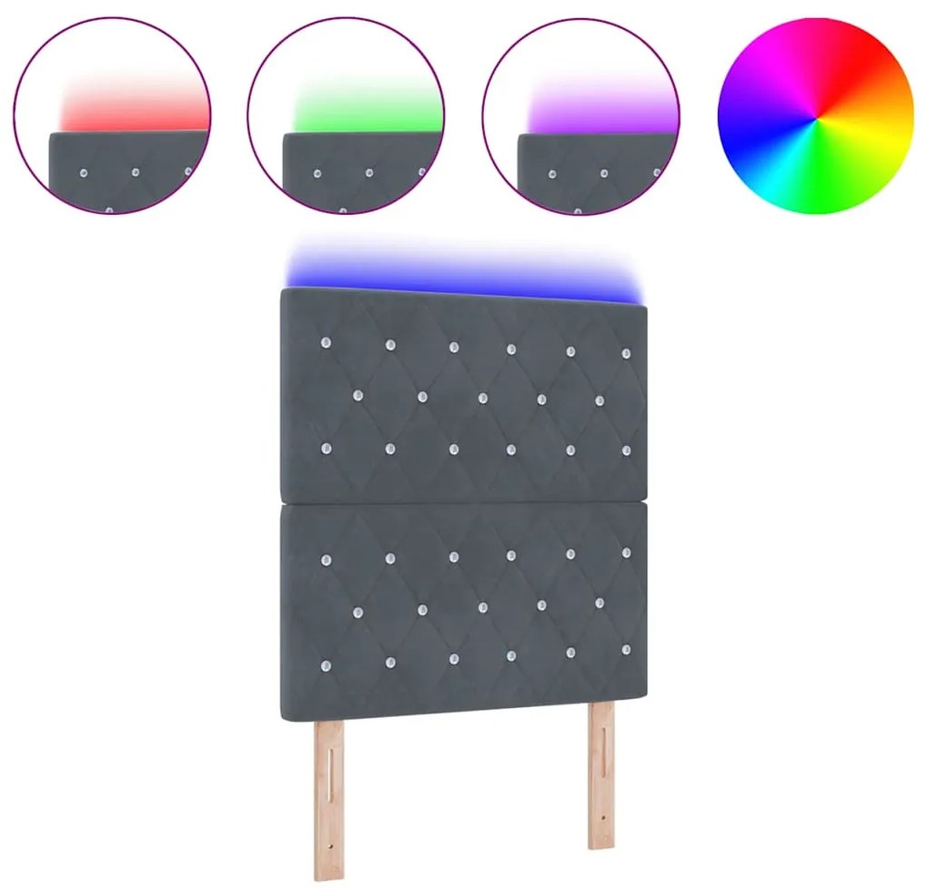 Cabeceira LED Cinza Escuro 80 cm