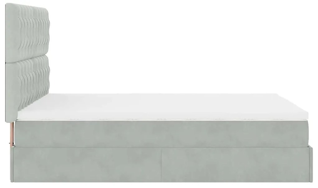 Estrutura de cama otomana com colchões 140x190cm cinzento claro