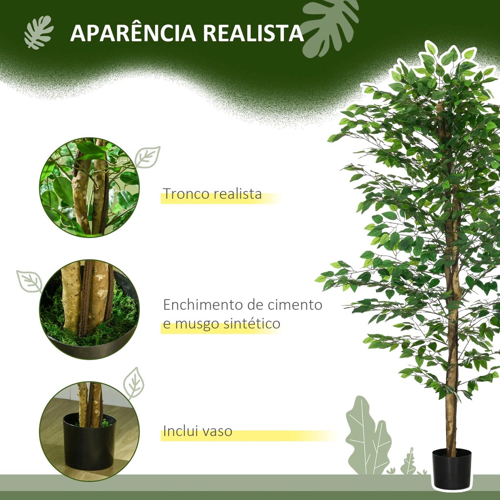 Planta Figueira Artificial com Tronco Realista 180 cm Planta Artificia