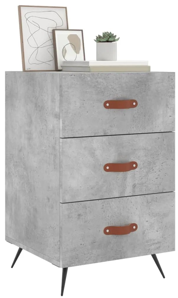 Mesa de cabeceira 40x40x66 cm derivados madeira cinza cimento